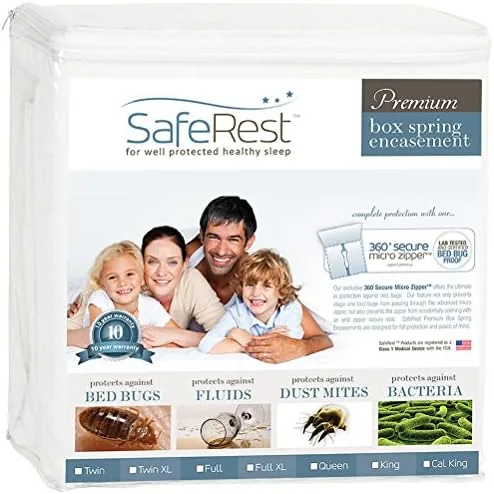 saferest premium 9 thick box spring encasement waterproof breathable noiseless vinyl free fits up to 9 queen