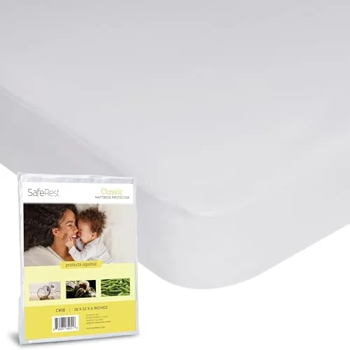 saferest waterproof mattress protector crib size absorbent breathable soft fitted bed cover with stretchable pockets machine washable crib mattress cover
