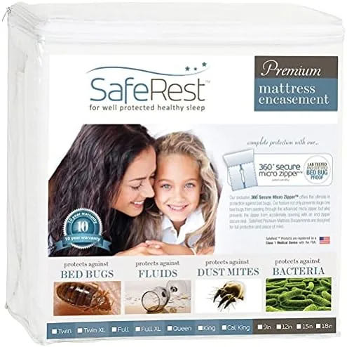 saferest zippered mattress protector premium 9 12 inch waterproof mattress cover for bed breathable noiseless washable mattress encasement twin xl